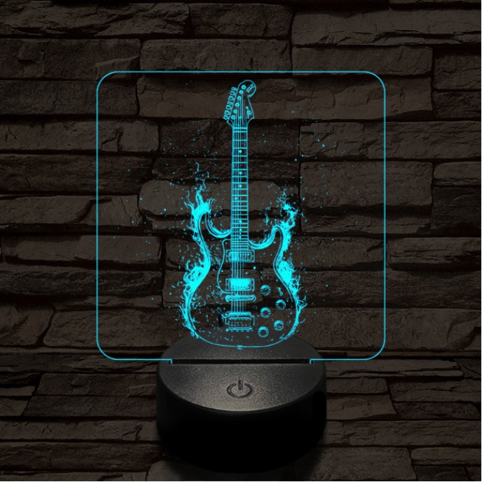 Lángoló gitár 7 színű valósághű 3D led lámpa