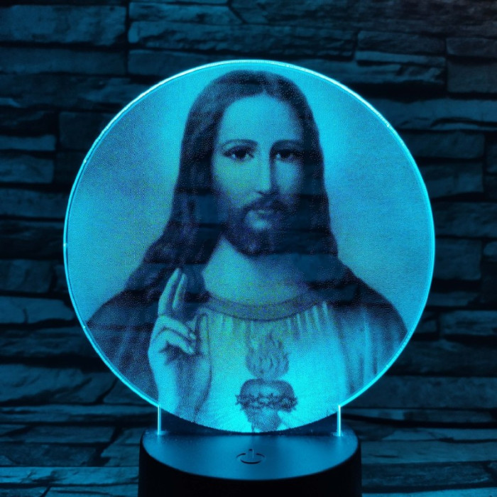Jézus Krisztus  7 színű valósághű 3D led lámpa