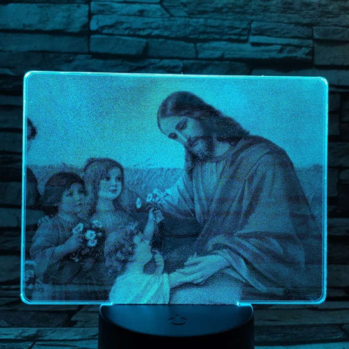 Jézus  gyermek szeretete 7 színű valósághű 3D led lámpa