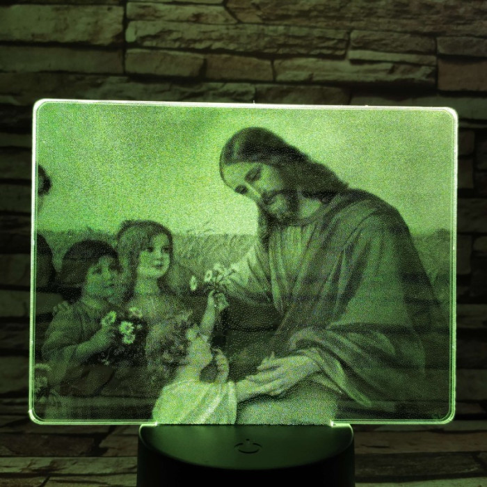 Jézus  gyermek szeretete 7 színű valósághű 3D led lámpa