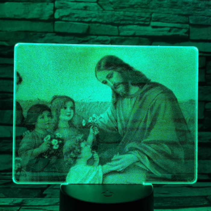 Jézus  gyermek szeretete 7 színű valósághű 3D led lámpa