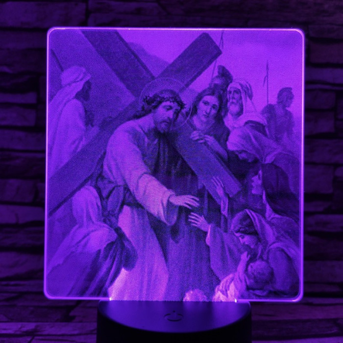 Jézus keresztútja 7 színű valósághű 3D led lámpa