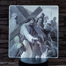Jézus keresztútja 7 színű valósághű 3D led lámpa
