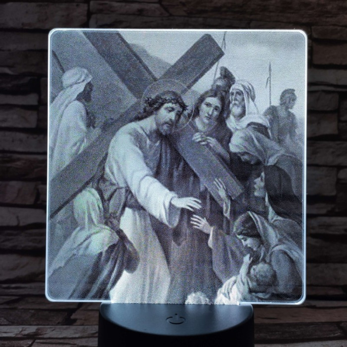 Jézus keresztútja 7 színű valósághű 3D led lámpa