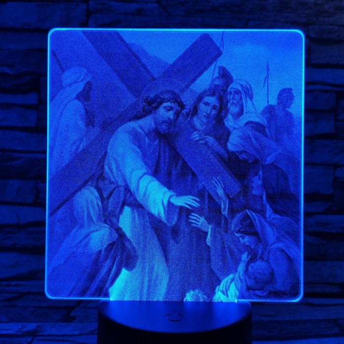 Jézus keresztútja 7 színű valósághű 3D led lámpa