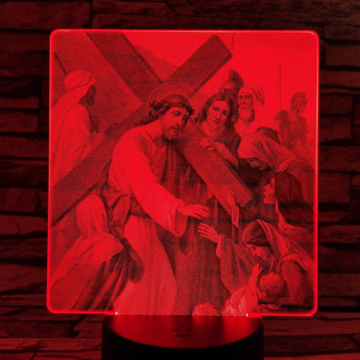 Jézus keresztútja 7 színű valósághű 3D led lámpa