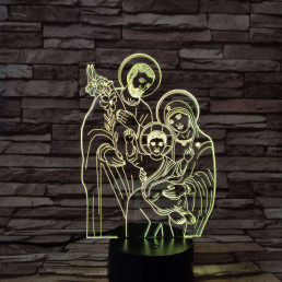Jézus, Mária, Szent József 7 színű 3D led lámpa