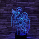 Jézus, Mária, Szent József 7 színű 3D led lámpa