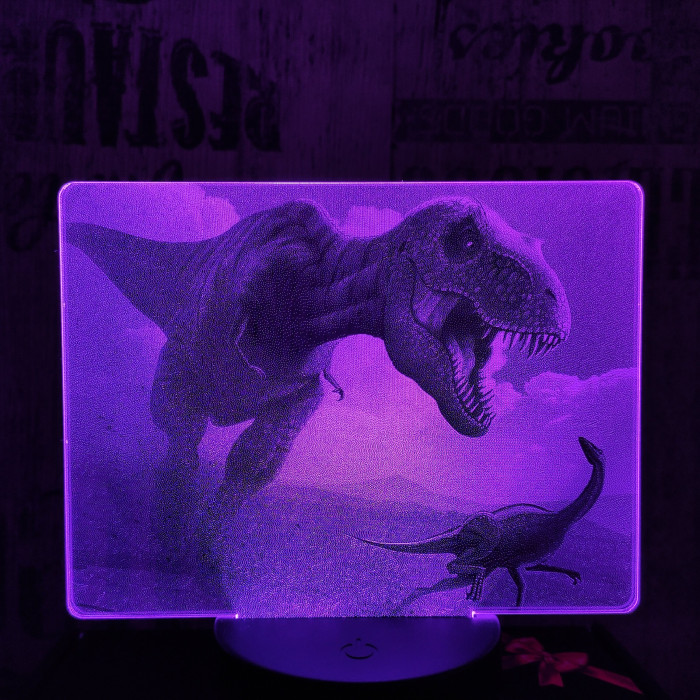 T rex vadászik 7 színű valósághű 3D led lámpa