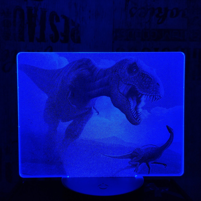 T rex vadászik 7 színű valósághű 3D led lámpa