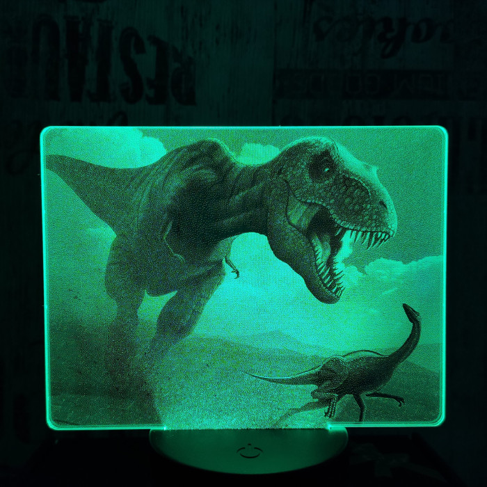 T rex vadászik 7 színű valósághű 3D led lámpa
