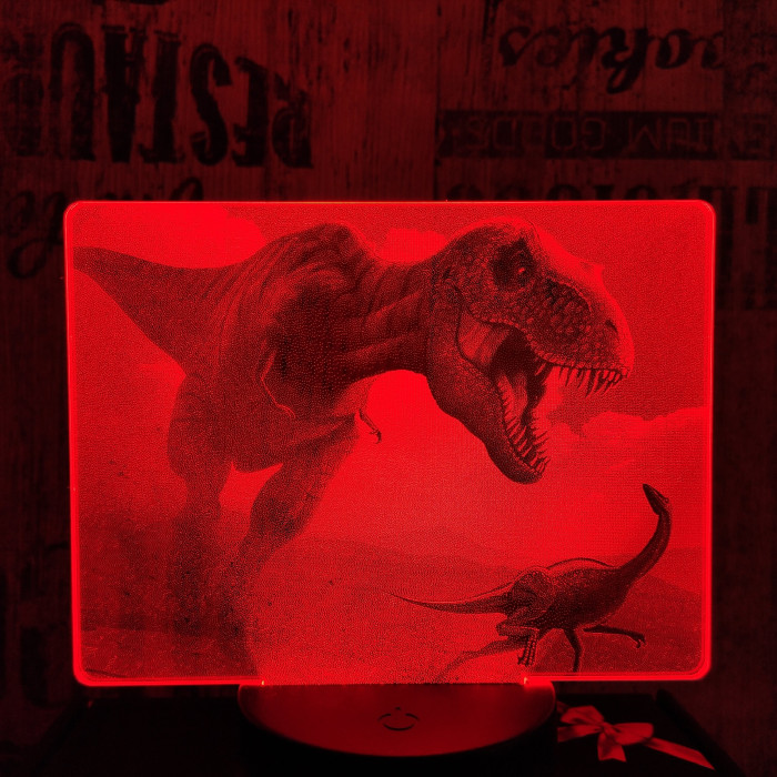 T rex vadászik 7 színű valósághű 3D led lámpa
