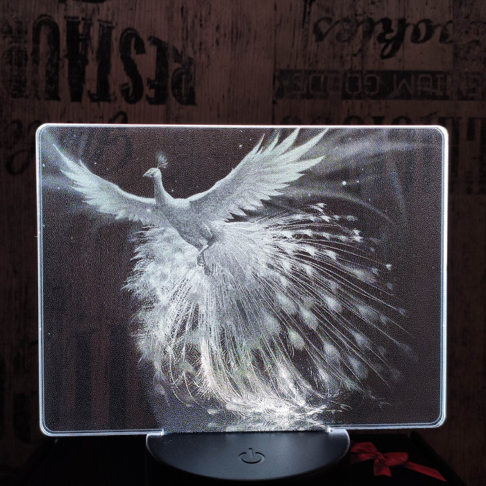 Páva 7 színű valósághű 3D led lámpa