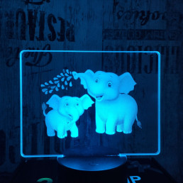 Elefánt anya és bébi 7 színű valósághű 3D led lámpa