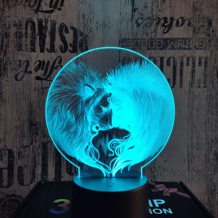 Oroszlán szív 7 színű valósághű 3D led lámpa