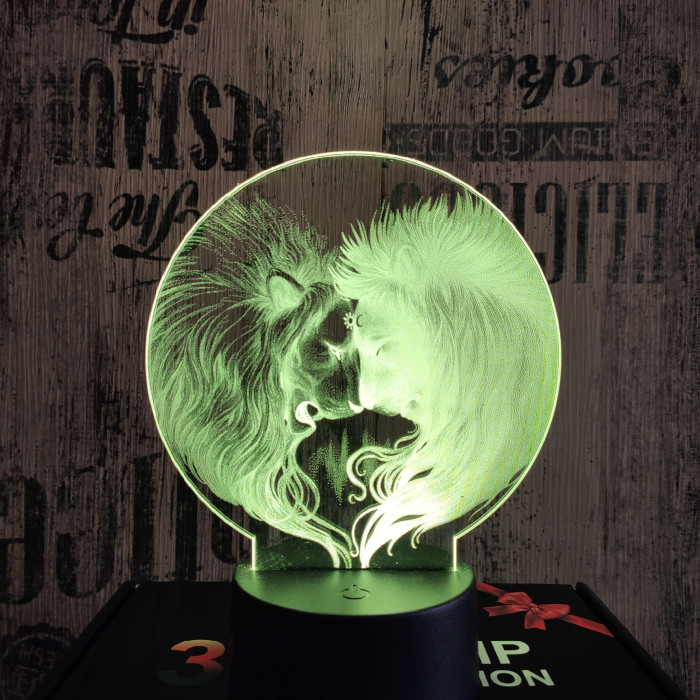 Oroszlán szív 7 színű valósághű 3D led lámpa