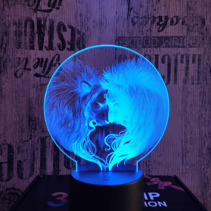 Oroszlán szív 7 színű valósághű 3D led lámpa