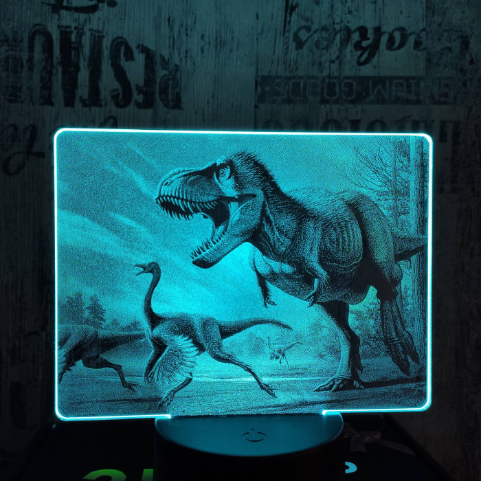 T rex a csúcsragadozó 7 színű valósághű 3D led lámpa