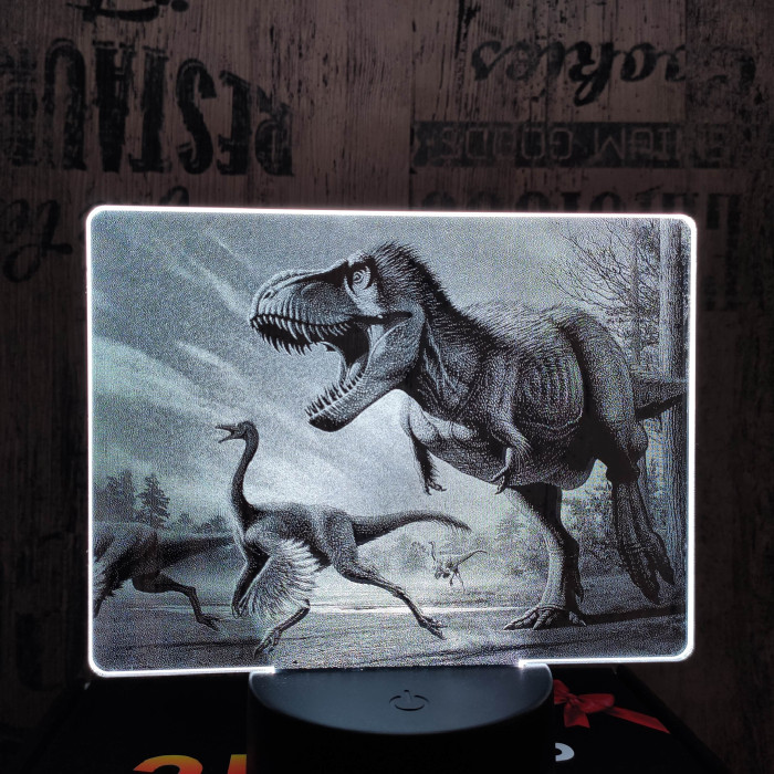T rex a csúcsragadozó 7 színű valósághű 3D led lámpa