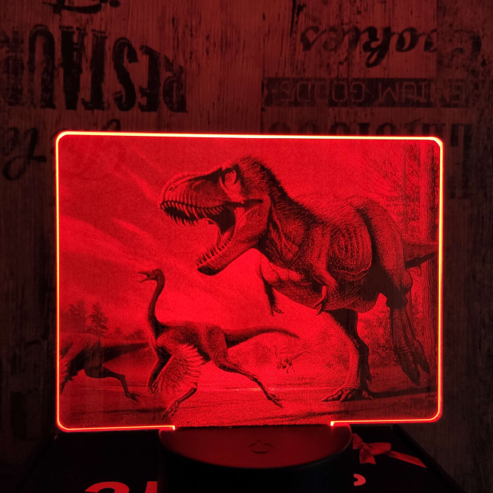 T rex a csúcsragadozó 7 színű valósághű 3D led lámpa