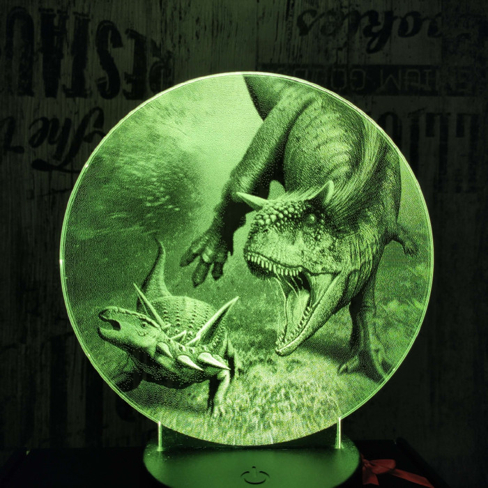 Carnotaurus vadászik 2 7 színű valósághű 3D led lámpa