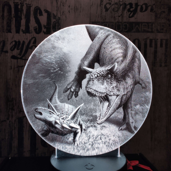 Carnotaurus vadászik 2 7 színű valósághű 3D led lámpa