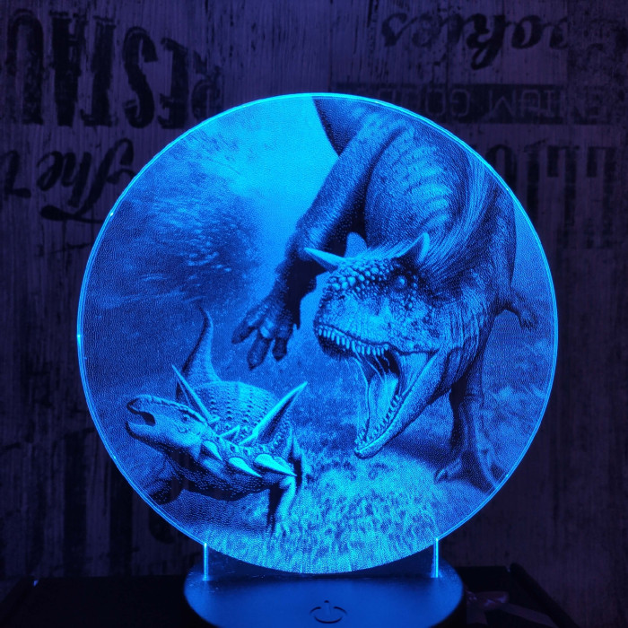 Carnotaurus vadászik 2 7 színű valósághű 3D led lámpa