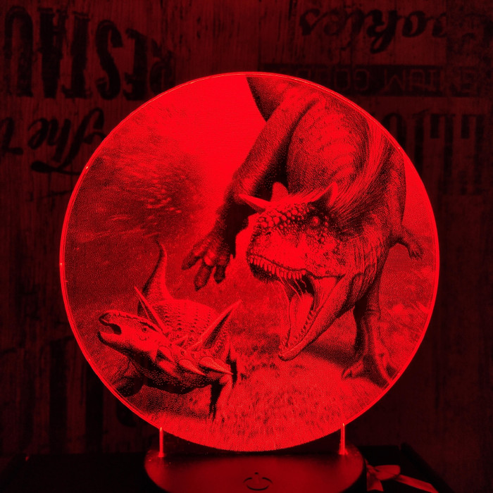 Carnotaurus vadászik 2 7 színű valósághű 3D led lámpa