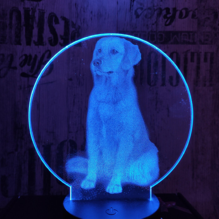 Labrador kutya 7 színű valósághű 3D led lámpa