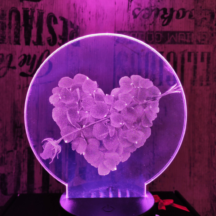Szív rózsái 7 színű valósághű 3D led lámpa