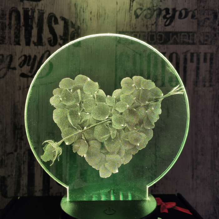 Szív rózsái 7 színű valósághű 3D led lámpa