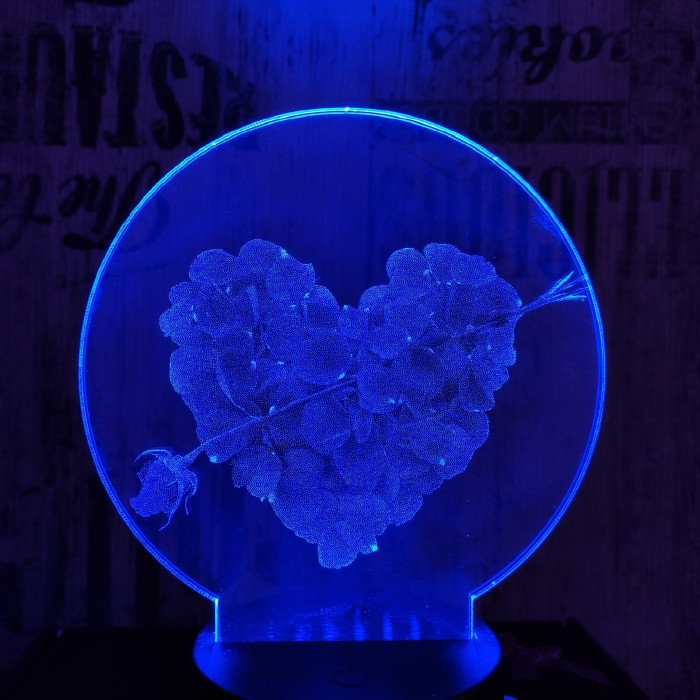 Szív rózsái 7 színű valósághű 3D led lámpa