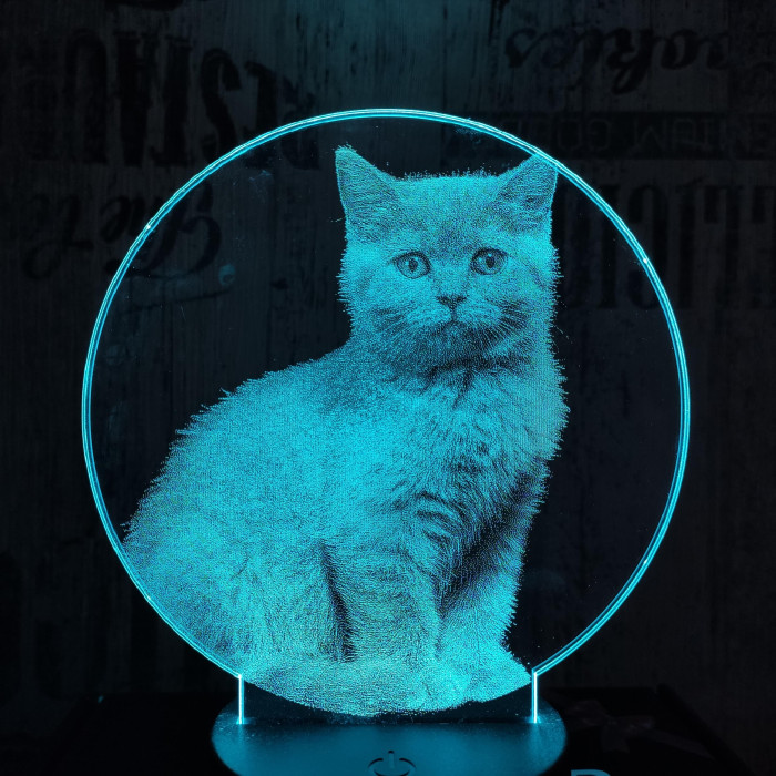 Brit cica 7 színű valósághű 3D led lámpa