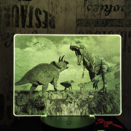 T rex és Triceratops 7 színű valósághű 3D led lámpa