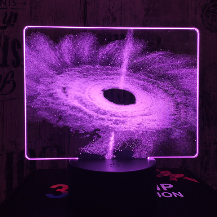 Fekete lyuk 7 színű valósághű 3D led lámpa