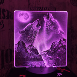 Vonyító farkasok 7 színű valósághű 3D led lámpa