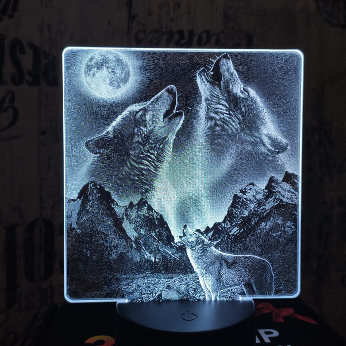 Vonyító farkasok 7 színű valósághű 3D led lámpa