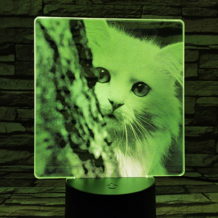 Cica bújócska 7 színű valósághű 3D led lámpa