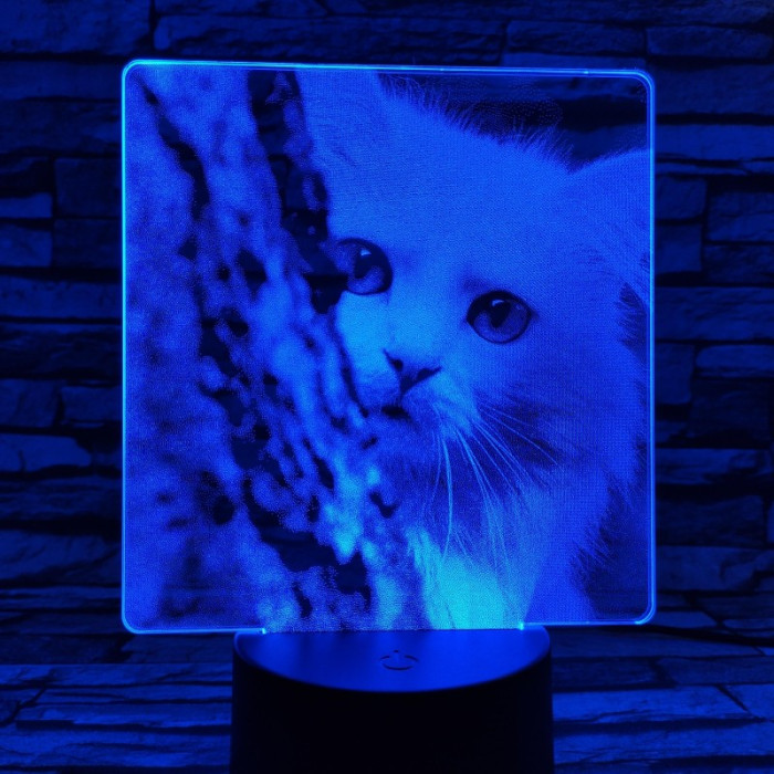 Cica bújócska 7 színű valósághű 3D led lámpa