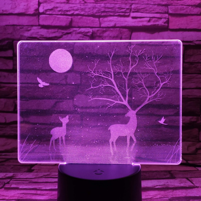 Szarvas a holdfényben 7 színű valósághű 3D led lámpa