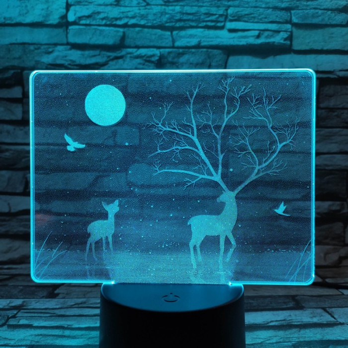 Szarvas a holdfényben 7 színű valósághű 3D led lámpa