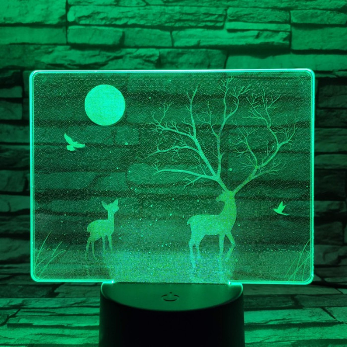 Szarvas a holdfényben 7 színű valósághű 3D led lámpa