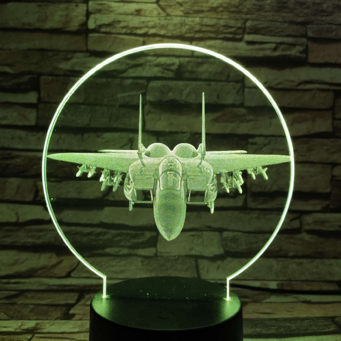 Vadászgép repülő 7 színű valósághű 3D led lámpa