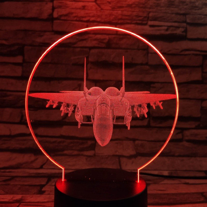 Vadászgép repülő 7 színű valósághű 3D led lámpa
