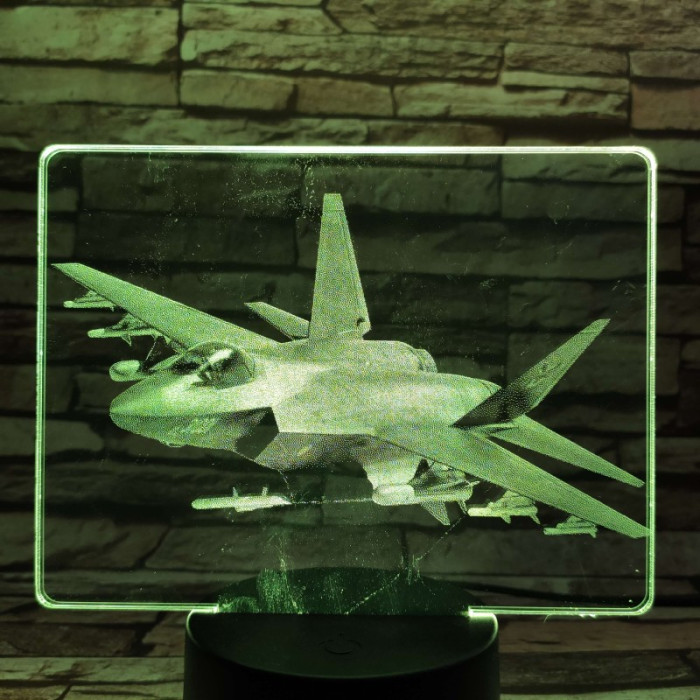 Vadászrepülőgép 7 színű valósághű 3D led lámpa