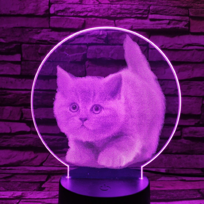 Kis cica 7 színű valósághű 3D led lámpa