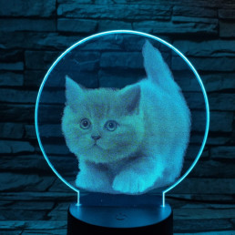 Kis cica 7 színű valósághű 3D led lámpa