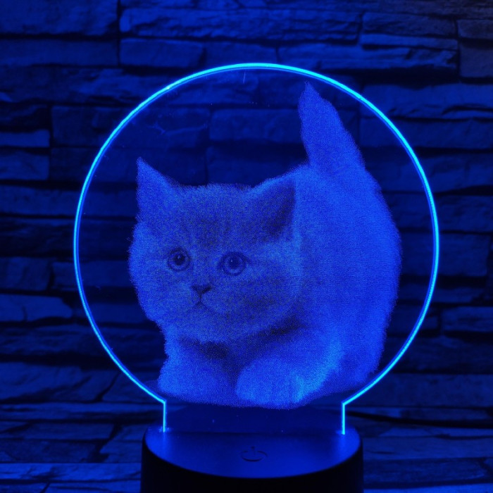Kis cica 7 színű valósághű 3D led lámpa