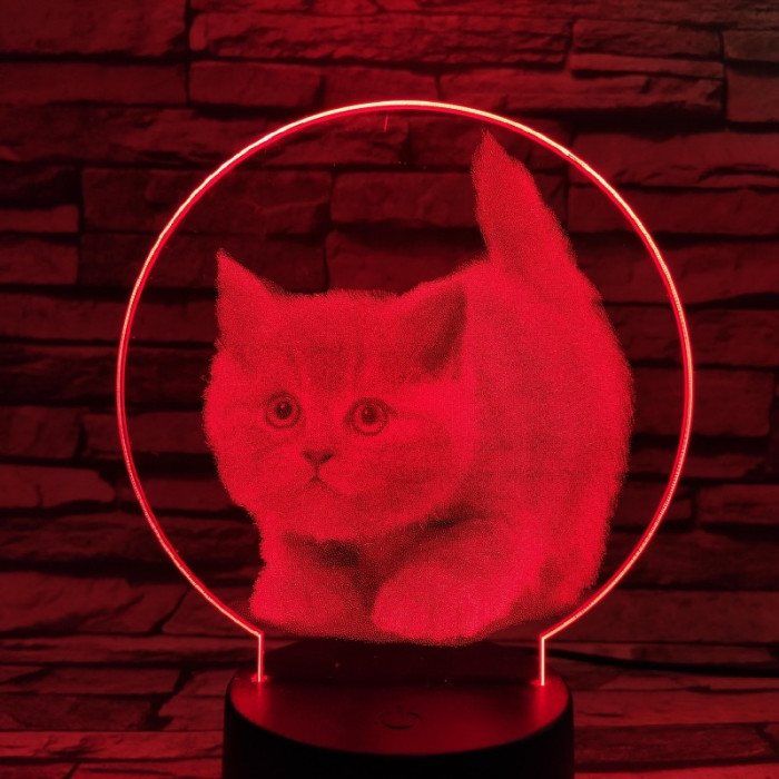 Kis cica 7 színű valósághű 3D led lámpa