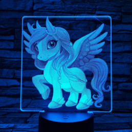 Kicsi pegazus 7 színű valósághű 3D led lámpa